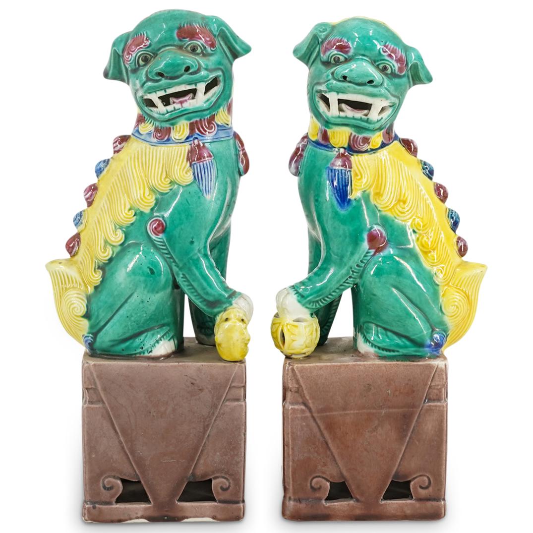 Pair Of Vintage Chinese Porcelain Guardian Lions (1 of 7)
