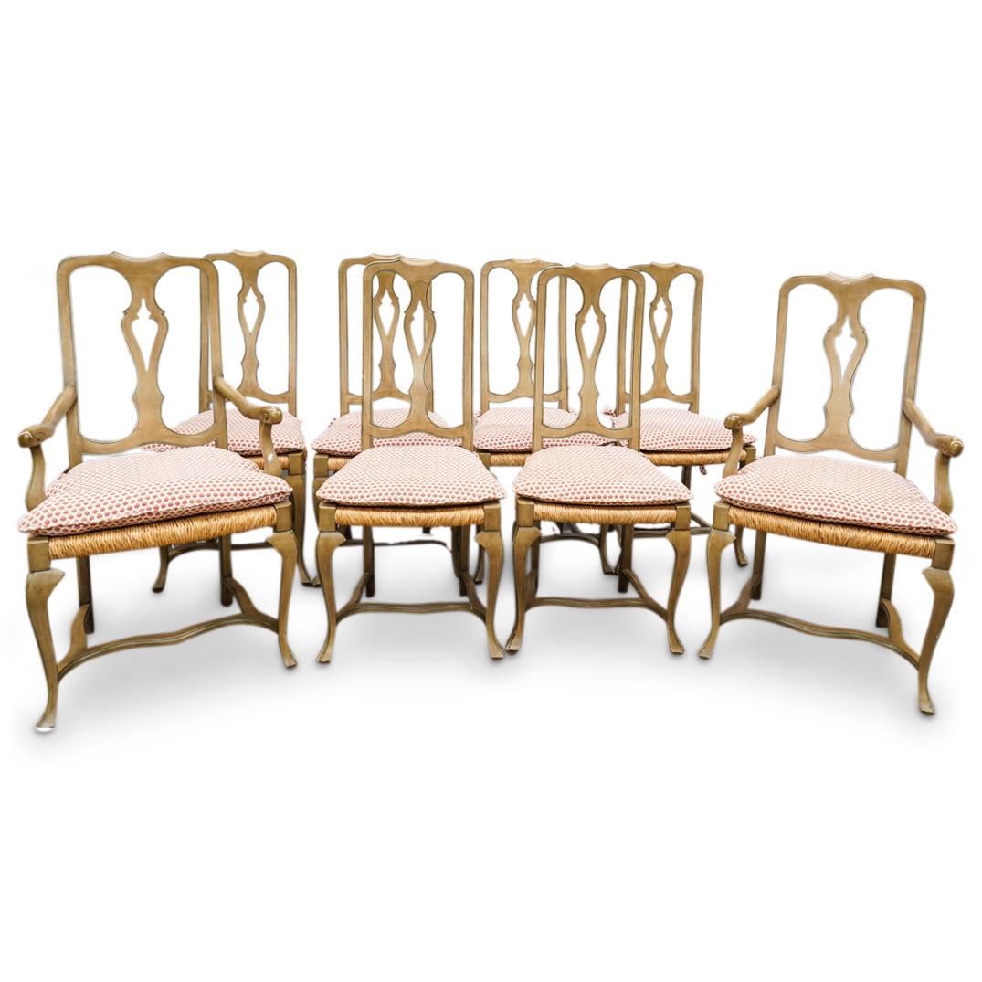 (8Pc) Antique Carved Wood Dining Chair Set (1 of 9)
