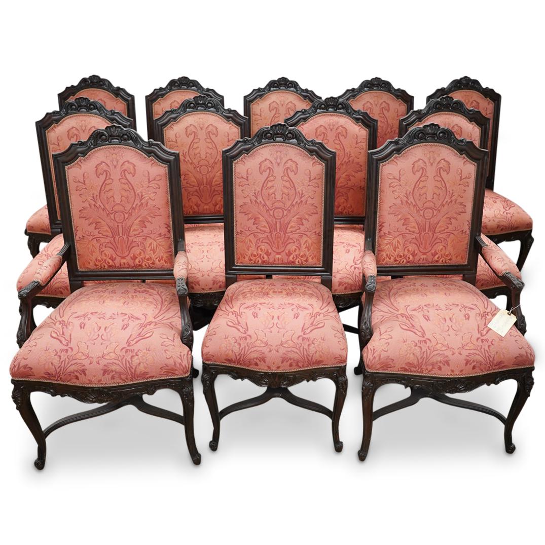 (12Pc) Louis Mittman French Carved High Back Dining Chairs (1 of 10)