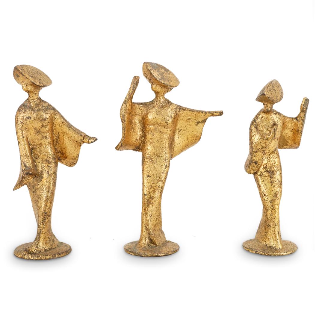 (3 Pc) Mid Century Bronze Japanese Geisha Figures (1 of 6)