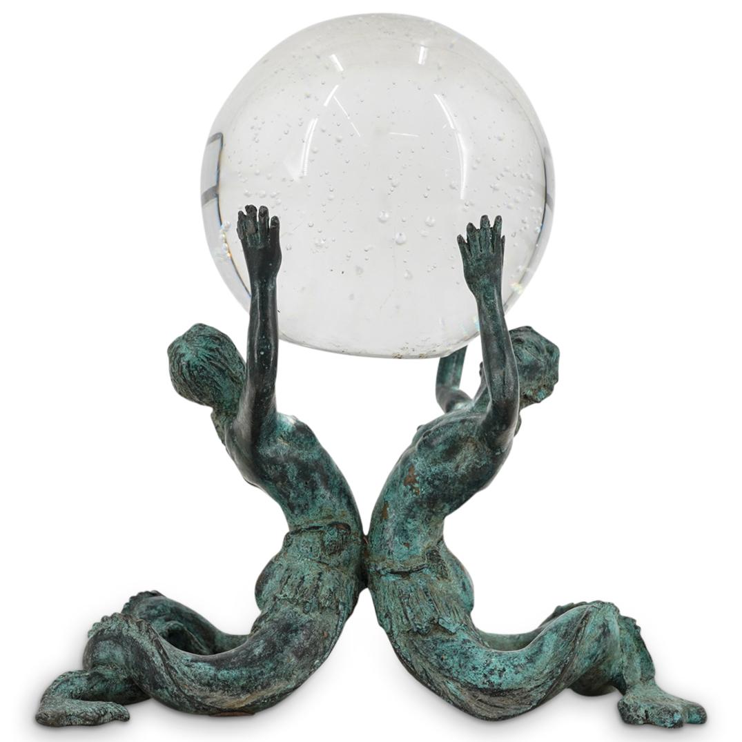 Crystal Ball On Bronze Merman Base (1 of 8)