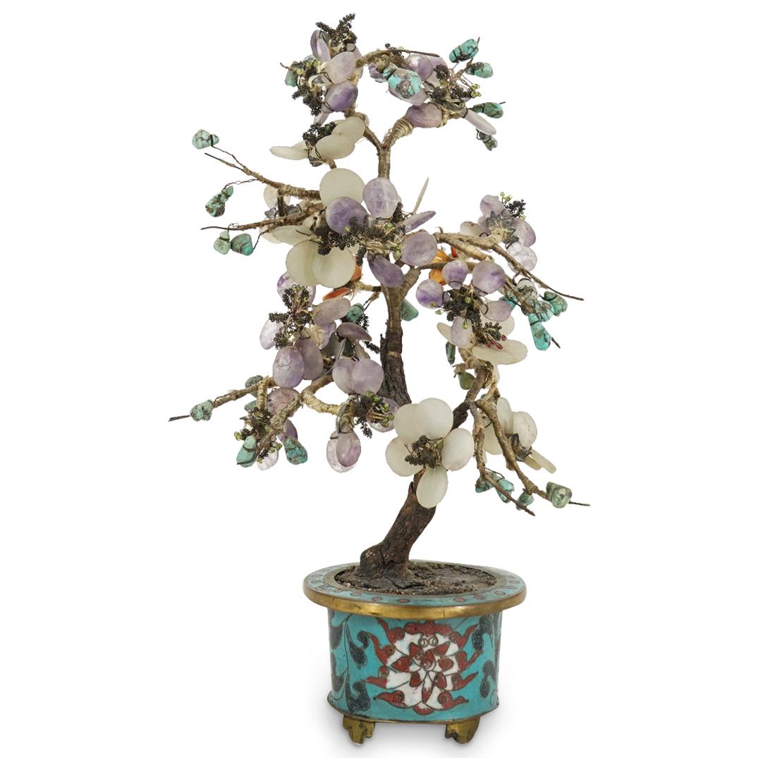 Chinese Cloisonne & Gemstones Bonsai Tree (1 of 5)