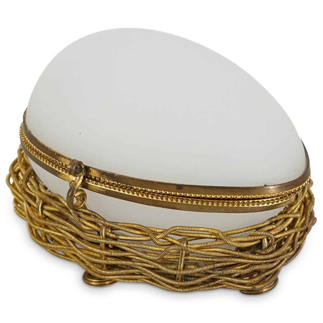 19th Cent. French Palais Royal Opaline Glass Egg-Shaped Box (1 of 6)