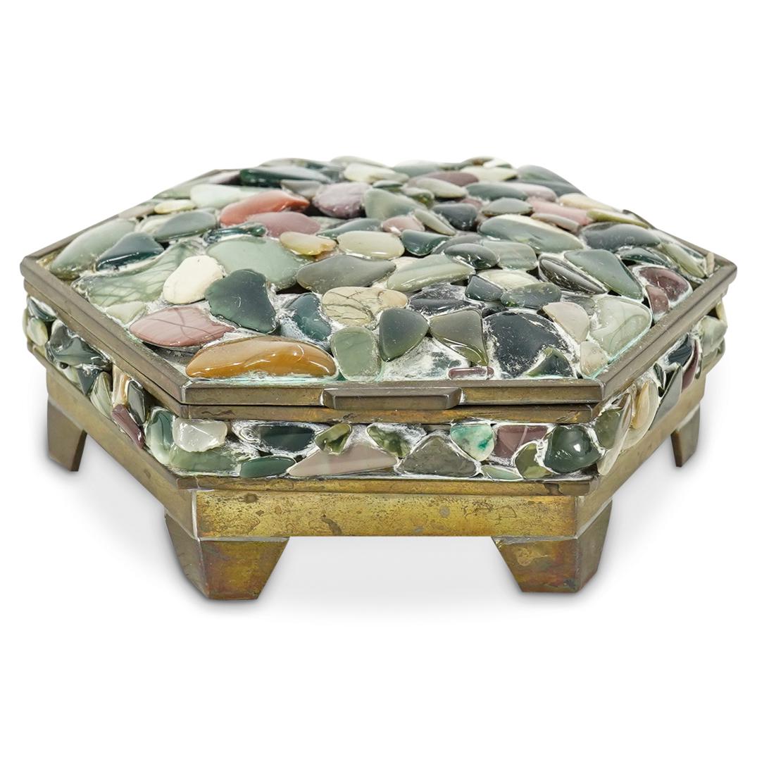 Designer Jewelry Box with Inlaid Semi Precious Stones (1 of 6)
