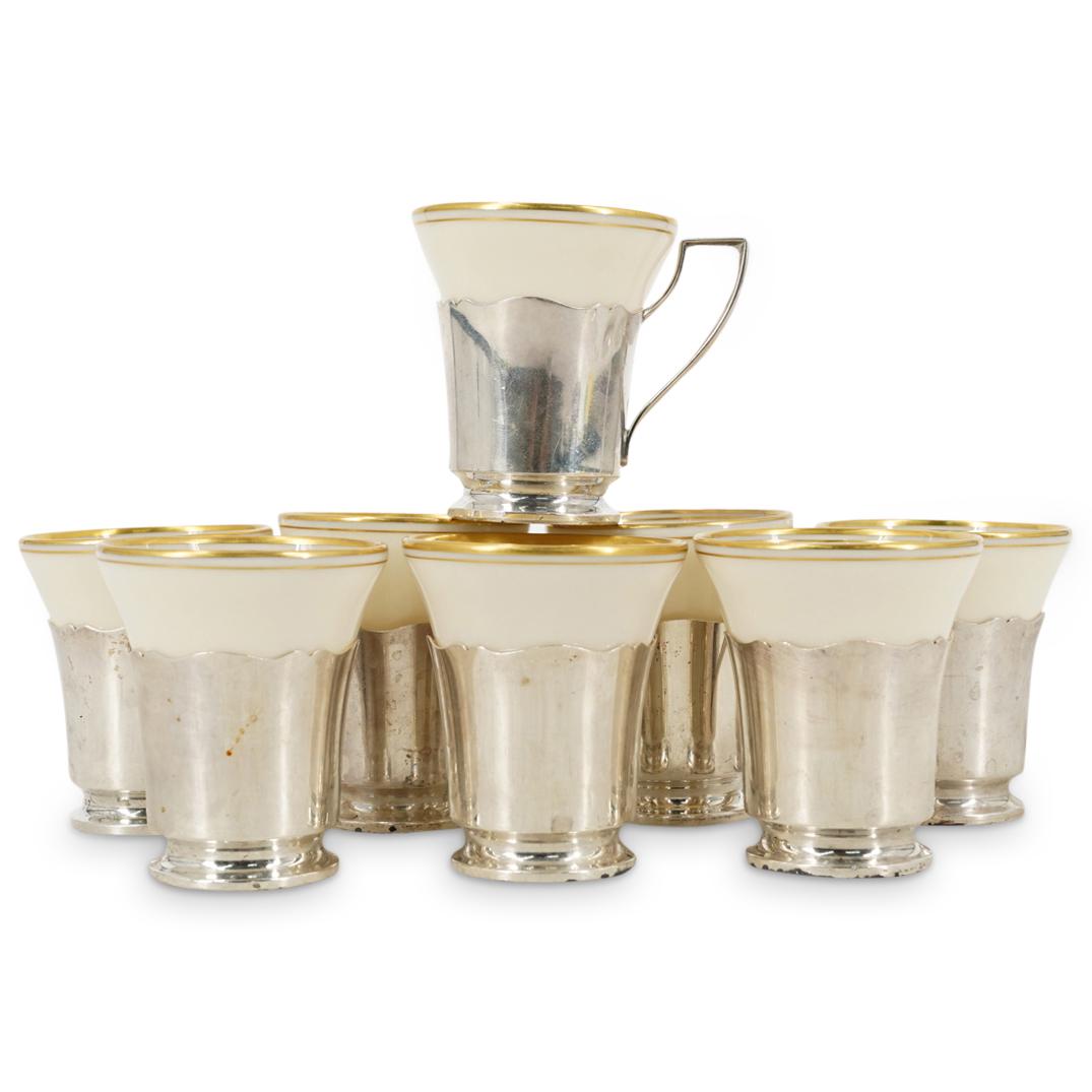 (24Pc) R. Wallace & Sons Lenox Sterling & Porcelain Cup Set (1 of 7)