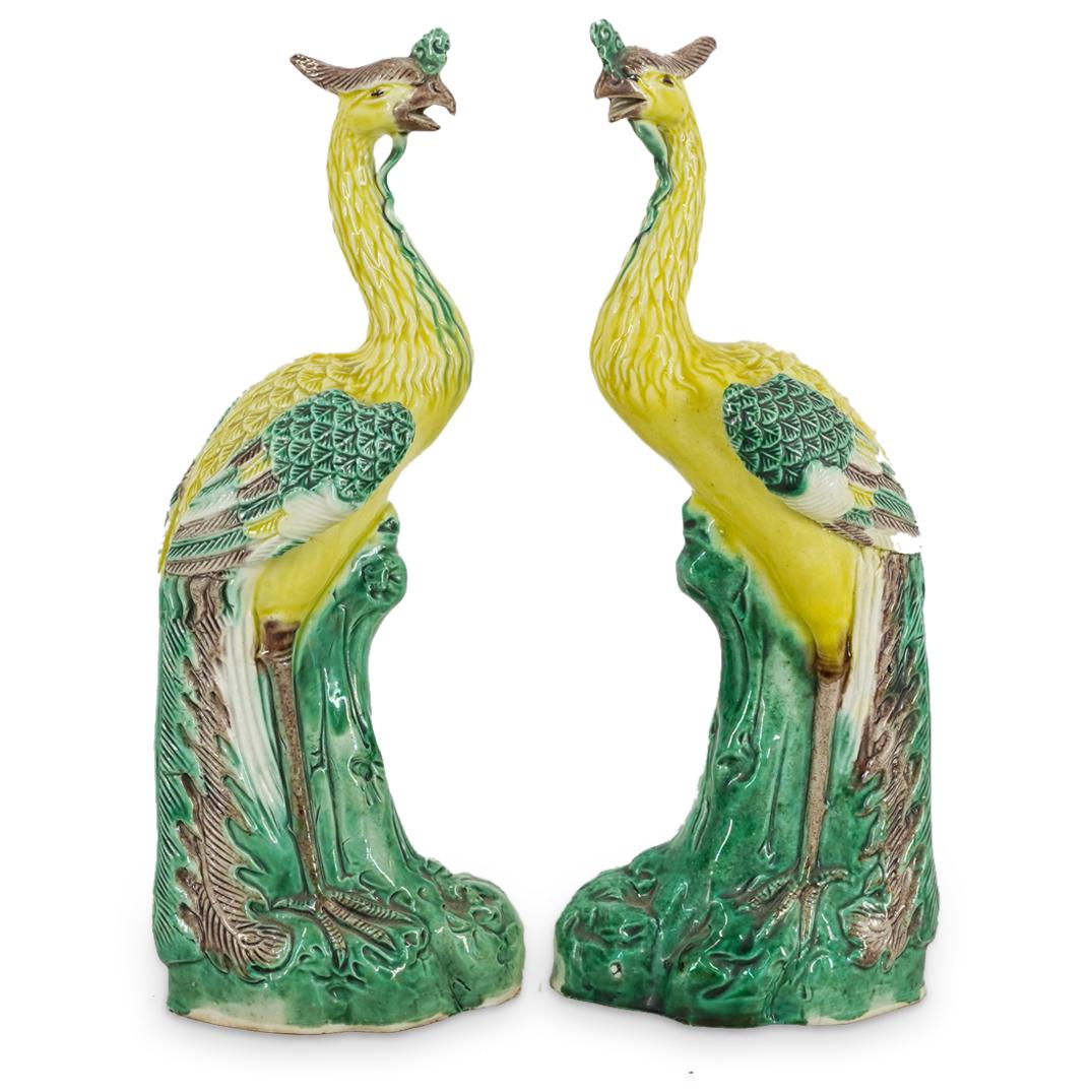 Chinese Export Sancai Glazed Porcelain Phoenixes (1 of 5)