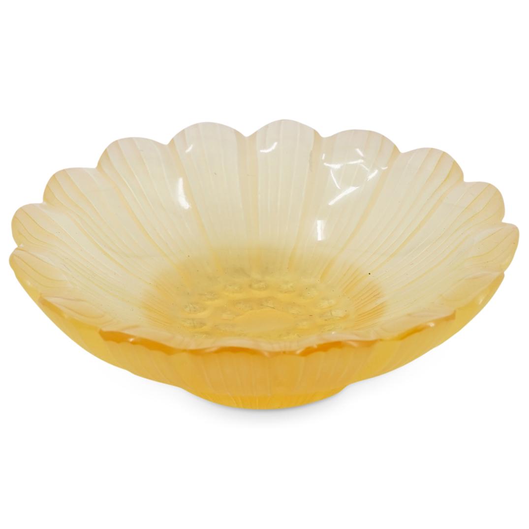 Lalique Frosted Amber Glass Paquerettes Dish (1 of 3)