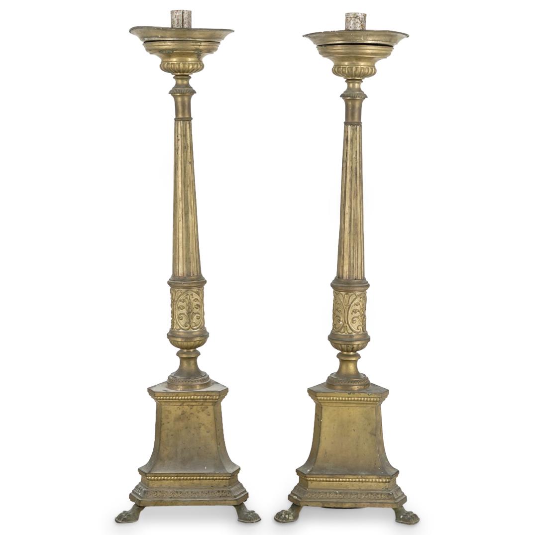 Pair of Large French Bronze Candlesticks (1 of 6)