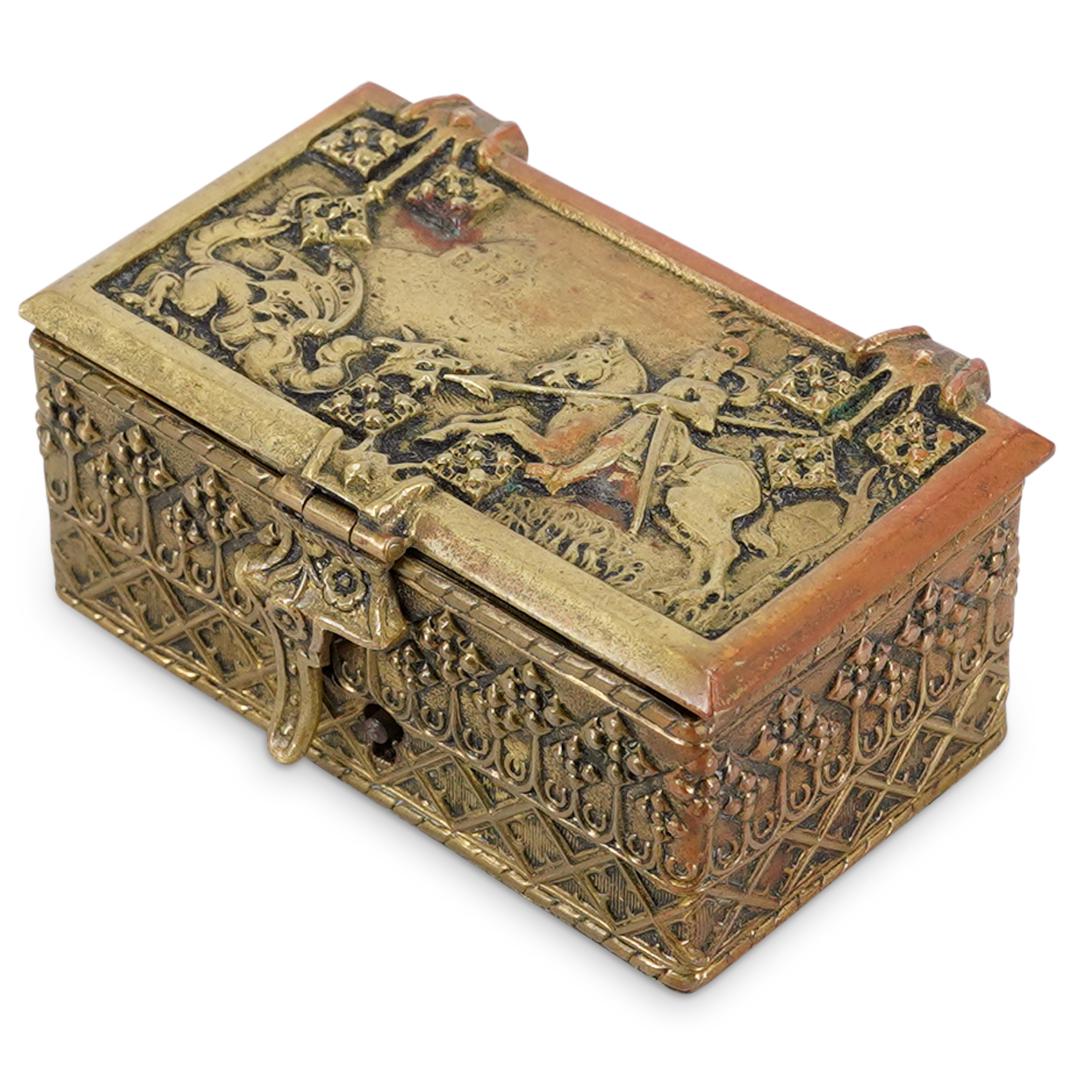 Antique English Bronze St. George And The Dragon Trinket Box (1 of 7)