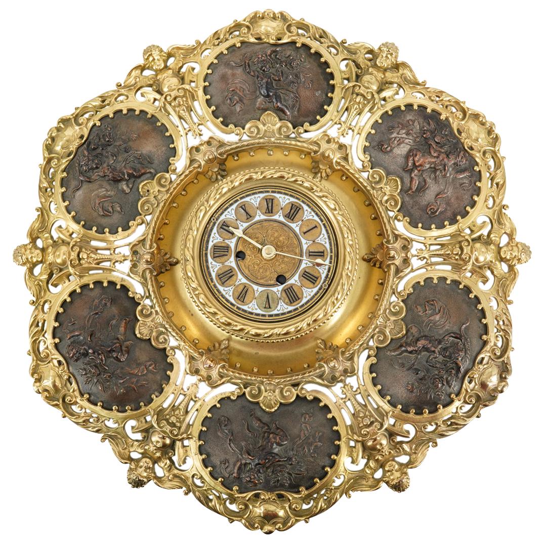 Antique European Bronze & Brass Ornate Wall Clock (1 of 7)