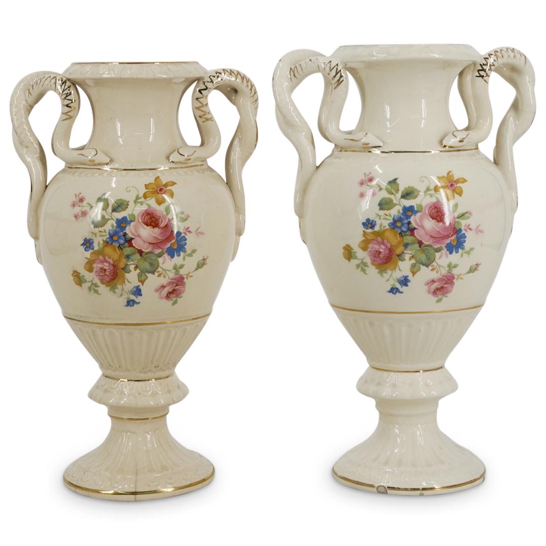Pair of Lozur Porcelain Serpent Handle Vases (1 of 6)