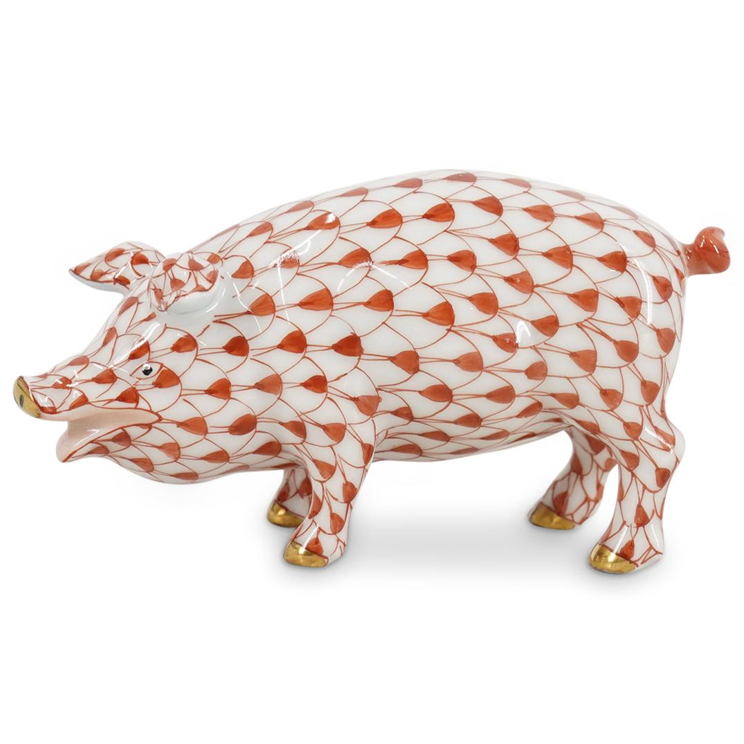 Herend Porcelain Red Fishnet Pig Figurine (1 of 6)