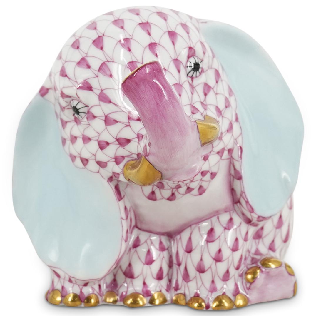 Herend Porcelain Pink Fishnet Elephant Figurine (1 of 4)