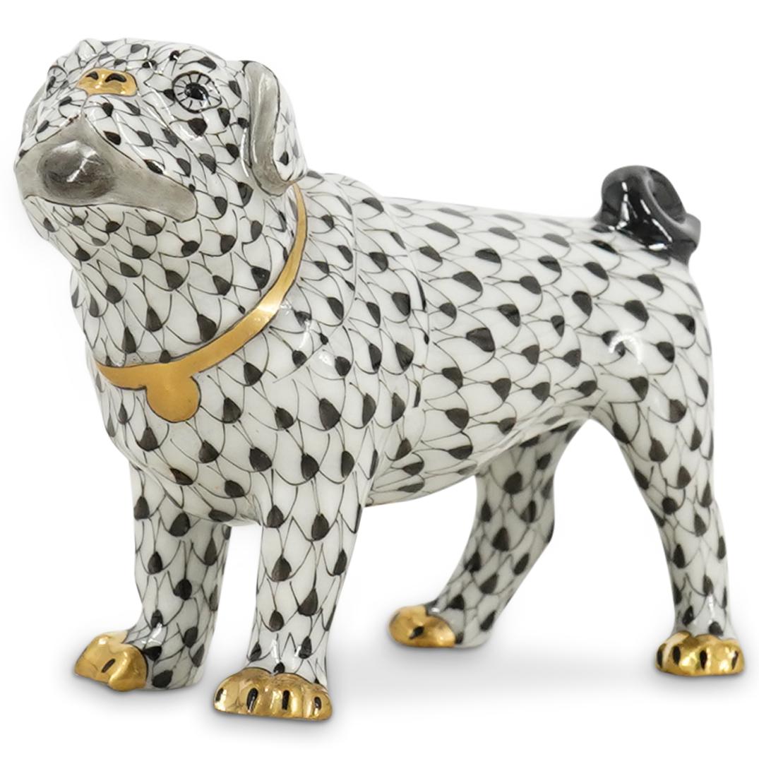 Herend Porcelain Black Fishnet Pug Figurine (1 of 6)