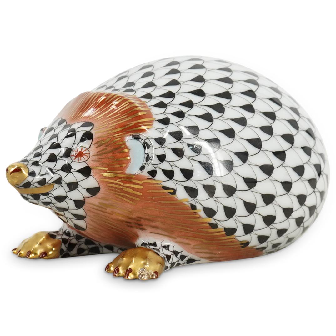 Herend Porcelain Black Fishnet Hedgehog Figurine (1 of 6)