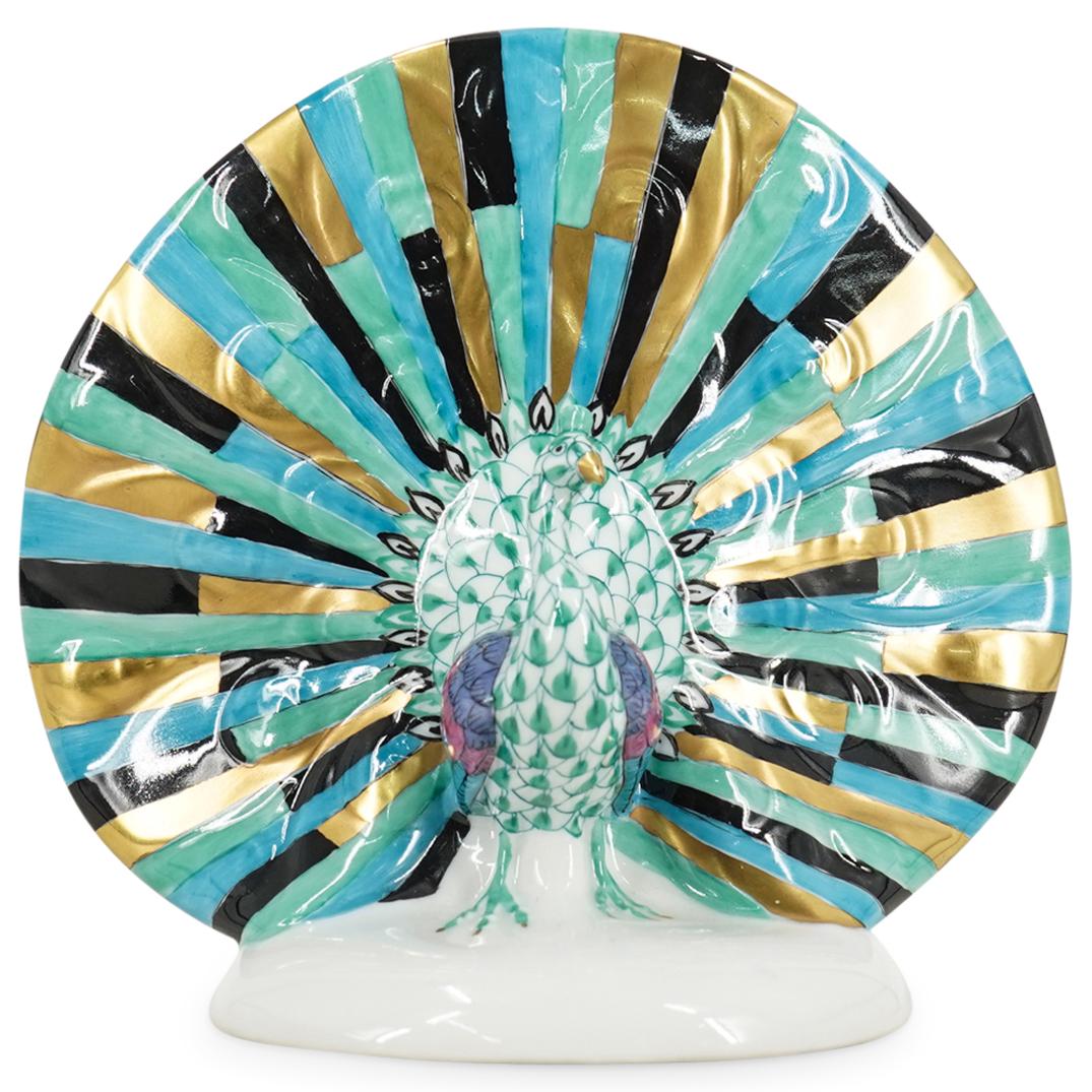 Herend Porcelain Green Fishnet Peacock Figurine (1 of 4)