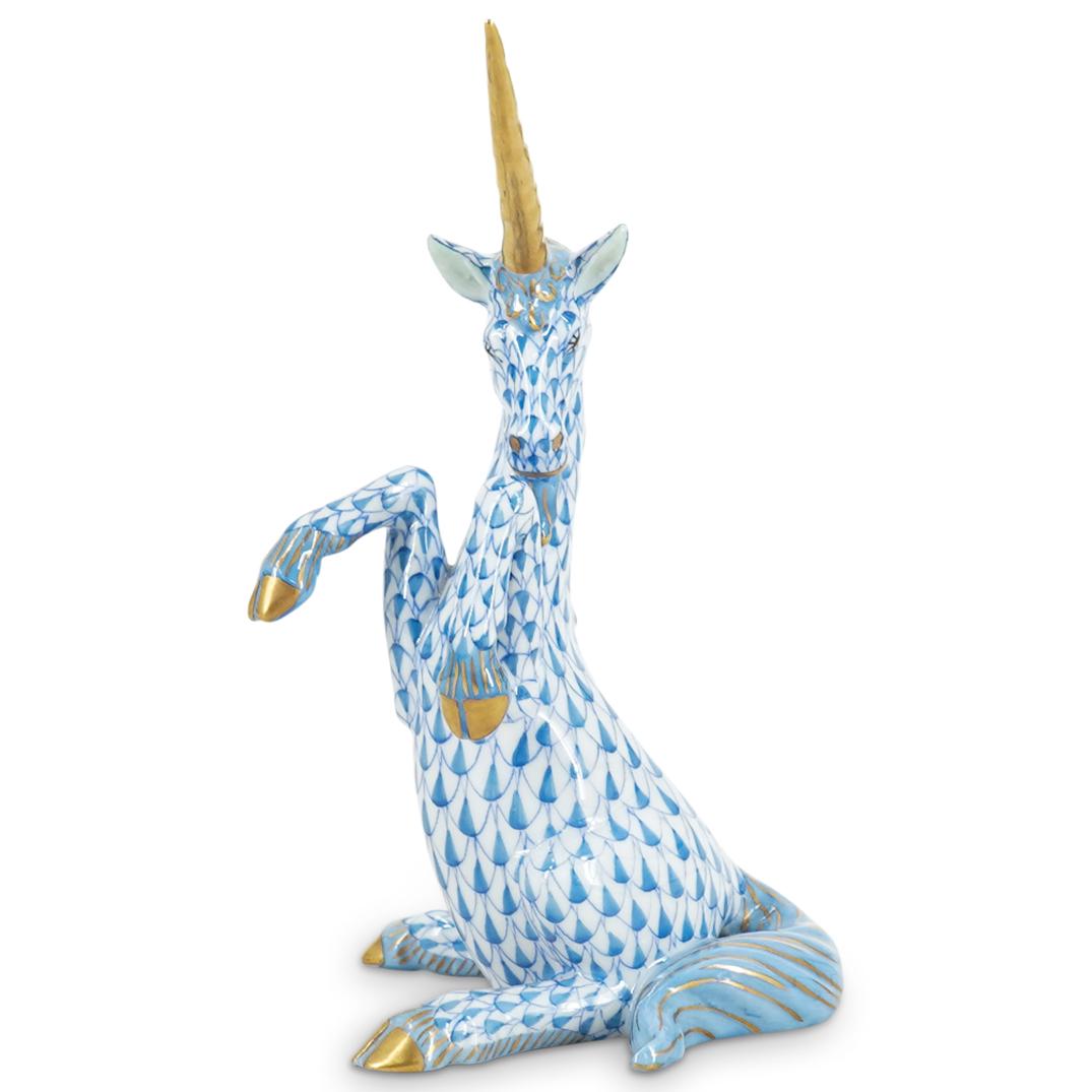 Herend Porcelain Blue Fishnet Unicorn Figurine (1 of 6)