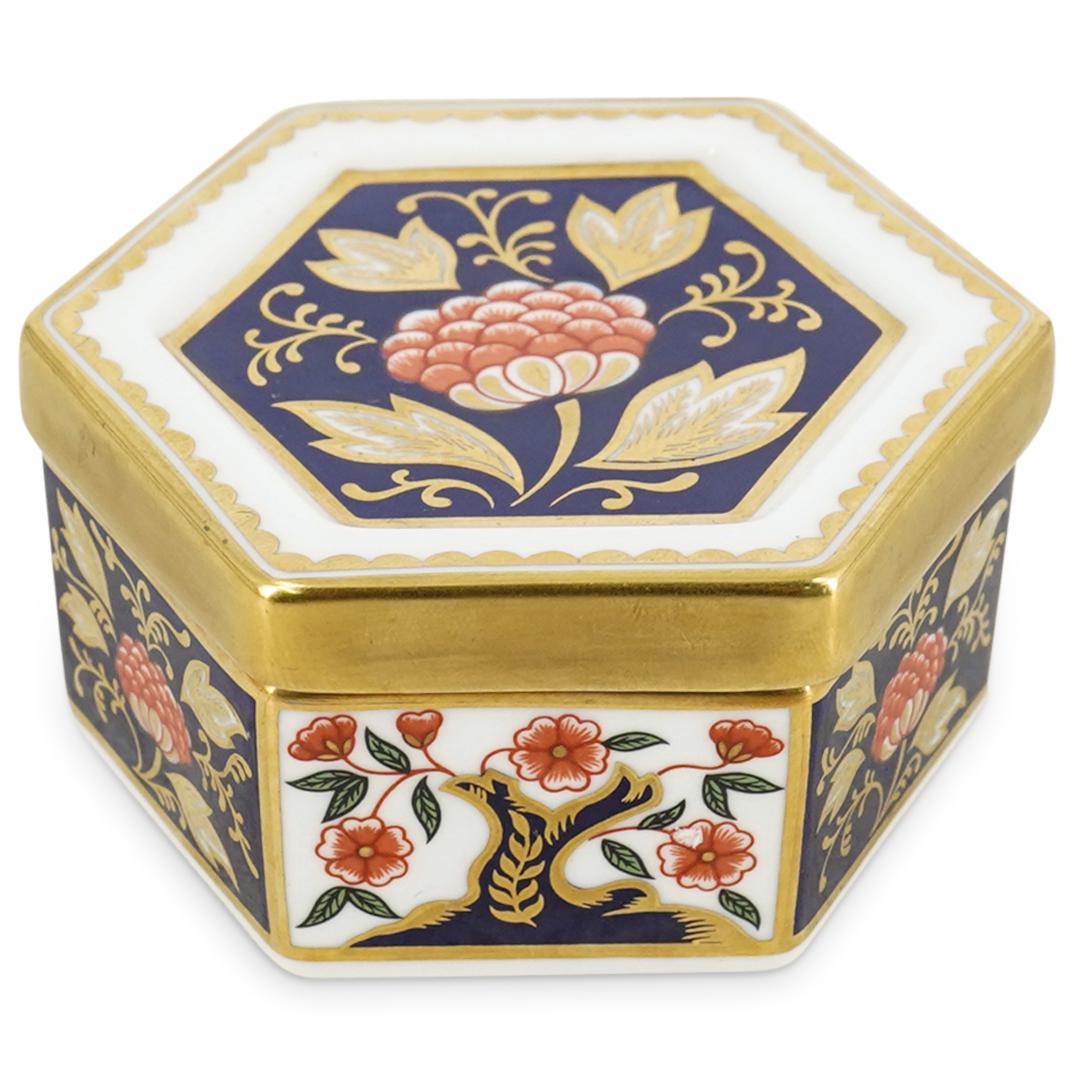 Royal Crown Derby Porcelain Hexagonal Lidded Trinket Box (1 of 6)