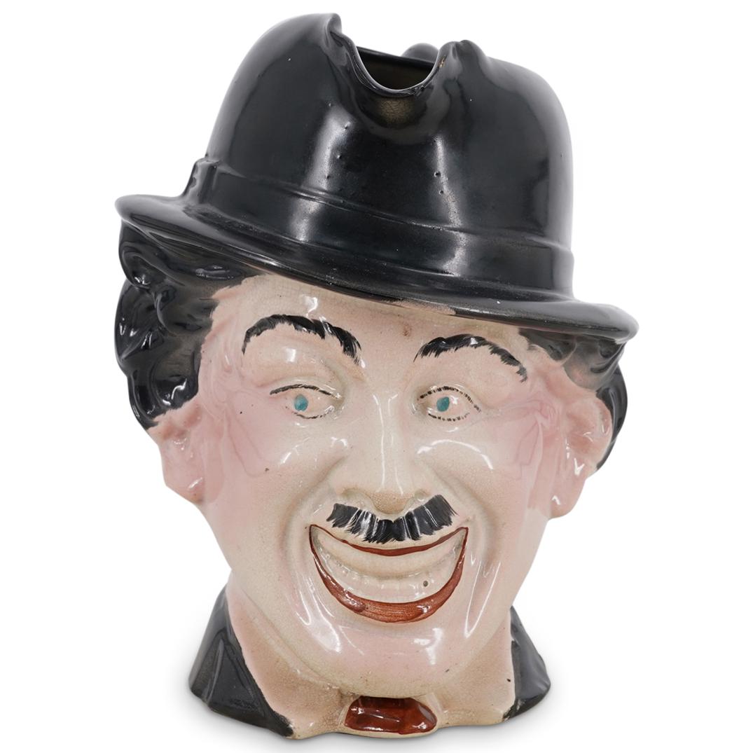 Large Majolica Pottery Charlie Chaplin Mug (1 of 6)