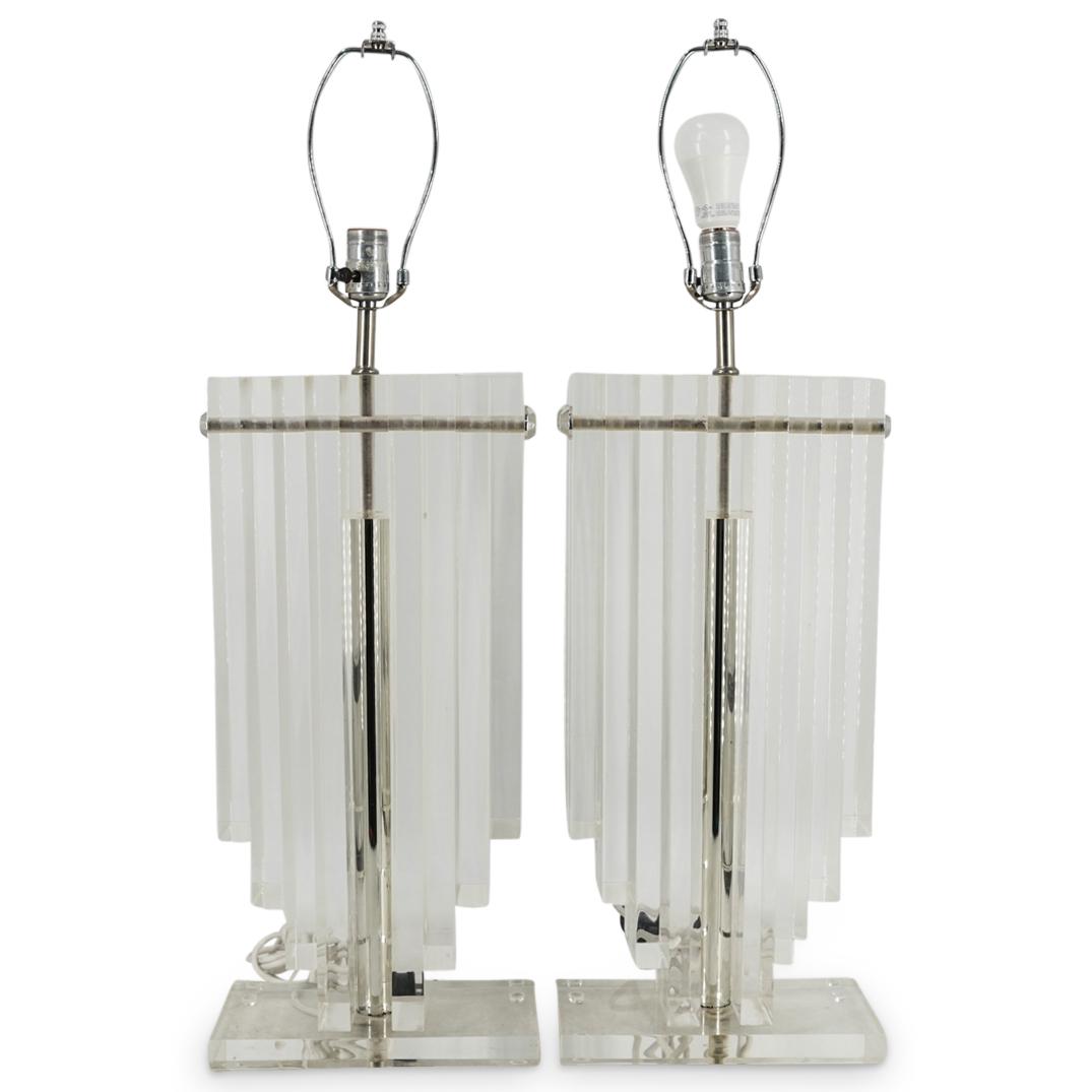 Pair Of Mid-Century Lucite Table Lamps (1 of 8)
