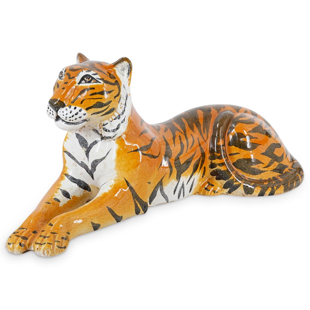 Vintage Italian Ceramic Glazed Tiger Sculpture (1 of 7)