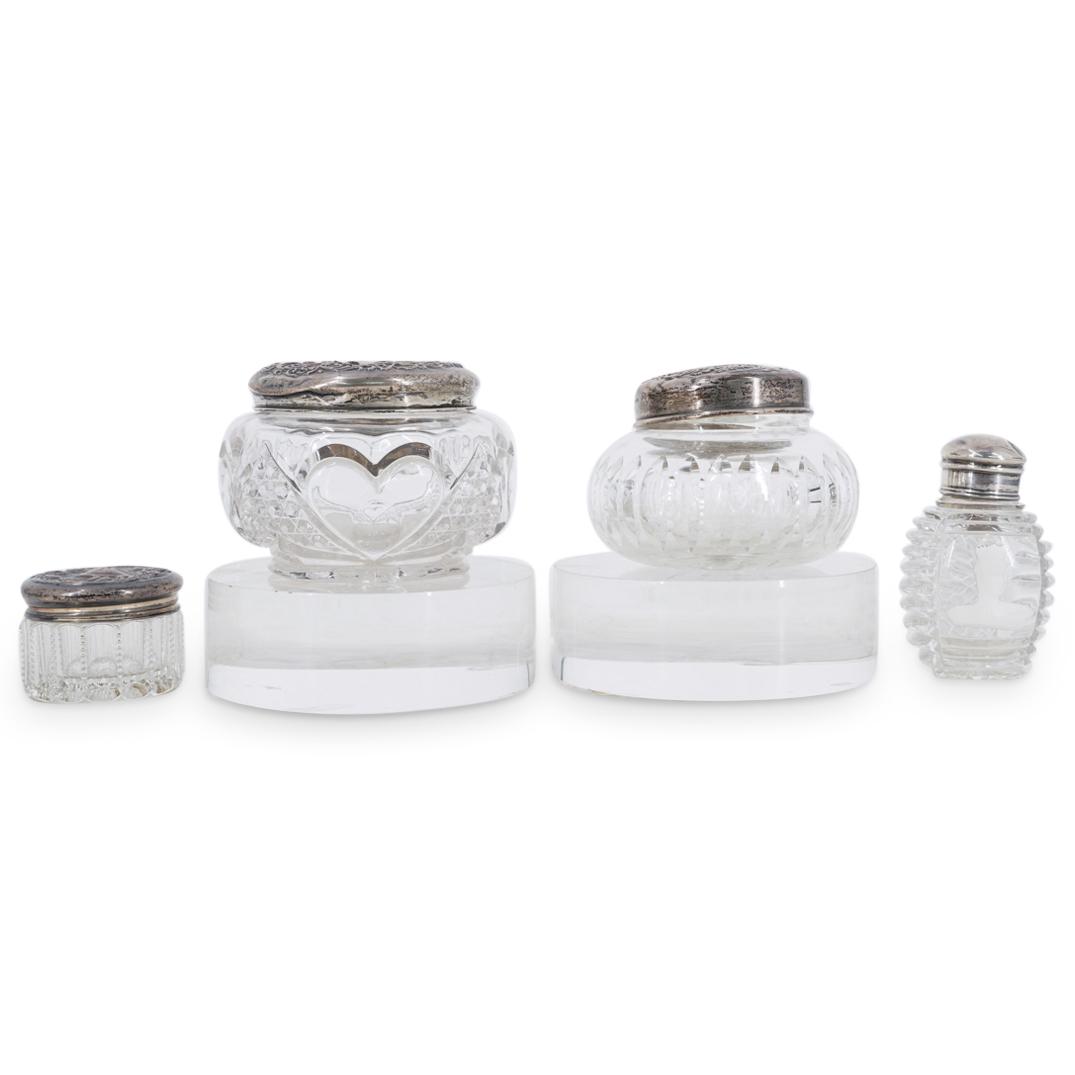 (4 Pc) Group Of Antique Sterling and Crystal Cut Vanity Boxes (1 of 8)