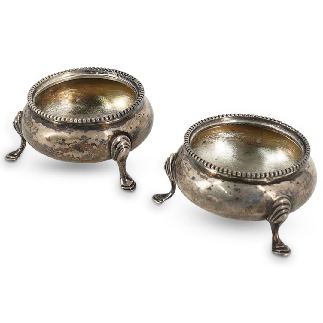 (2 Pc) Victorian English J.A. & J.S. Sterling Silver Salt Cellars (1 of 4)