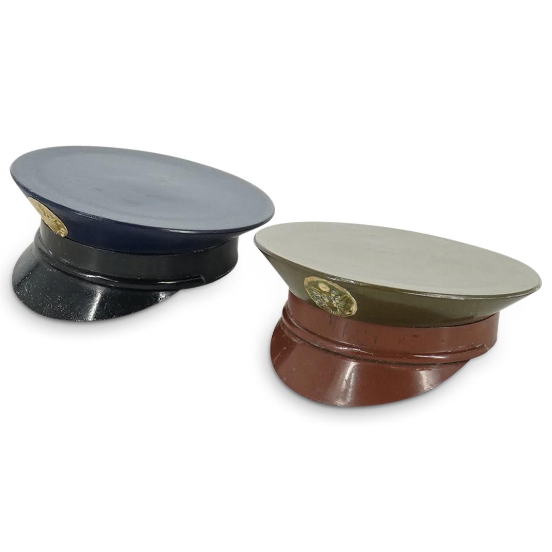 (2 Pc) 1940's Henriette Military Hat Powder Compacts (1 of 5)