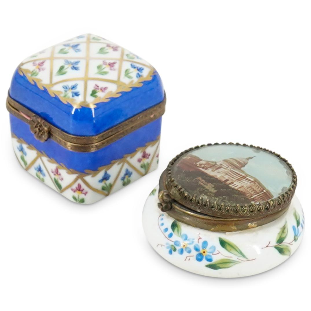 (2 Pc) Porcelain Miniature Trinket Boxes (1 of 8)