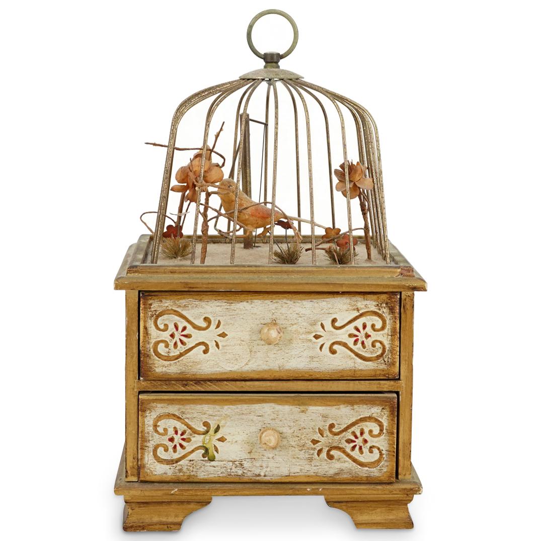 Vintage Automaton Bird Cage Jewelry Music Box (1 of 6)