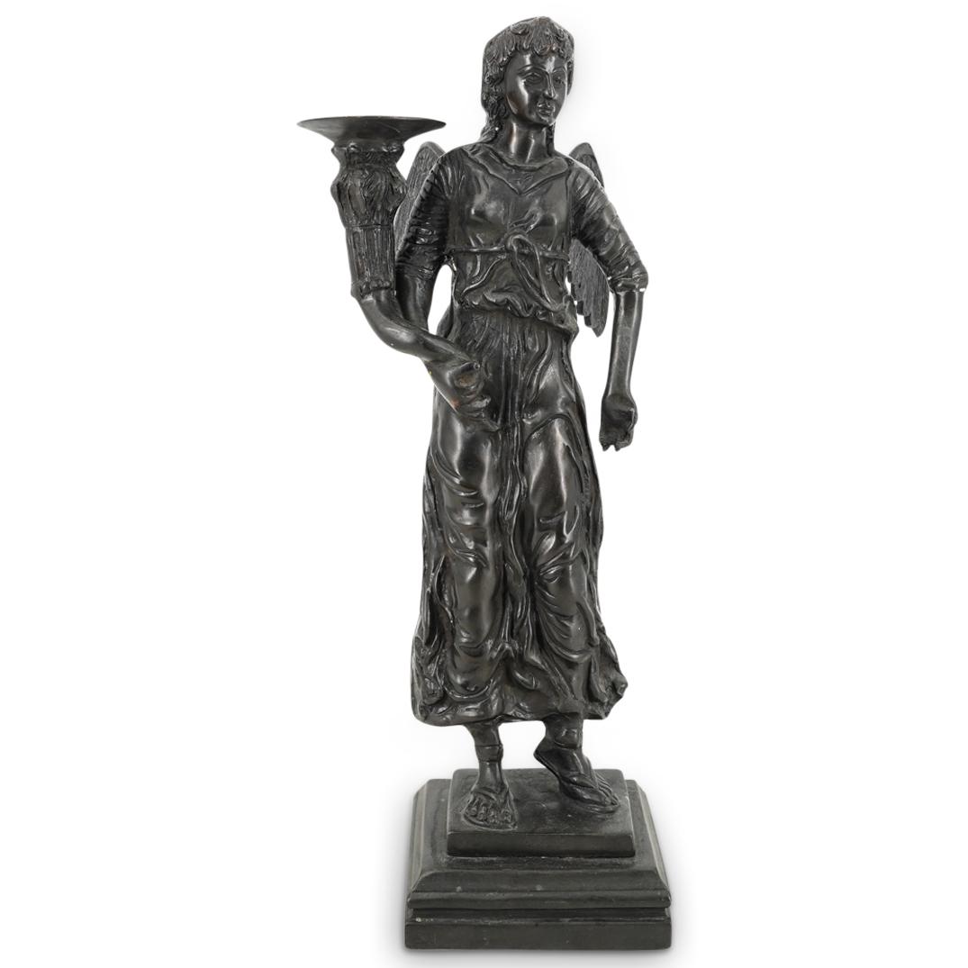 Cast Metal Winged Figure Large Candle Holder (1 of 5)