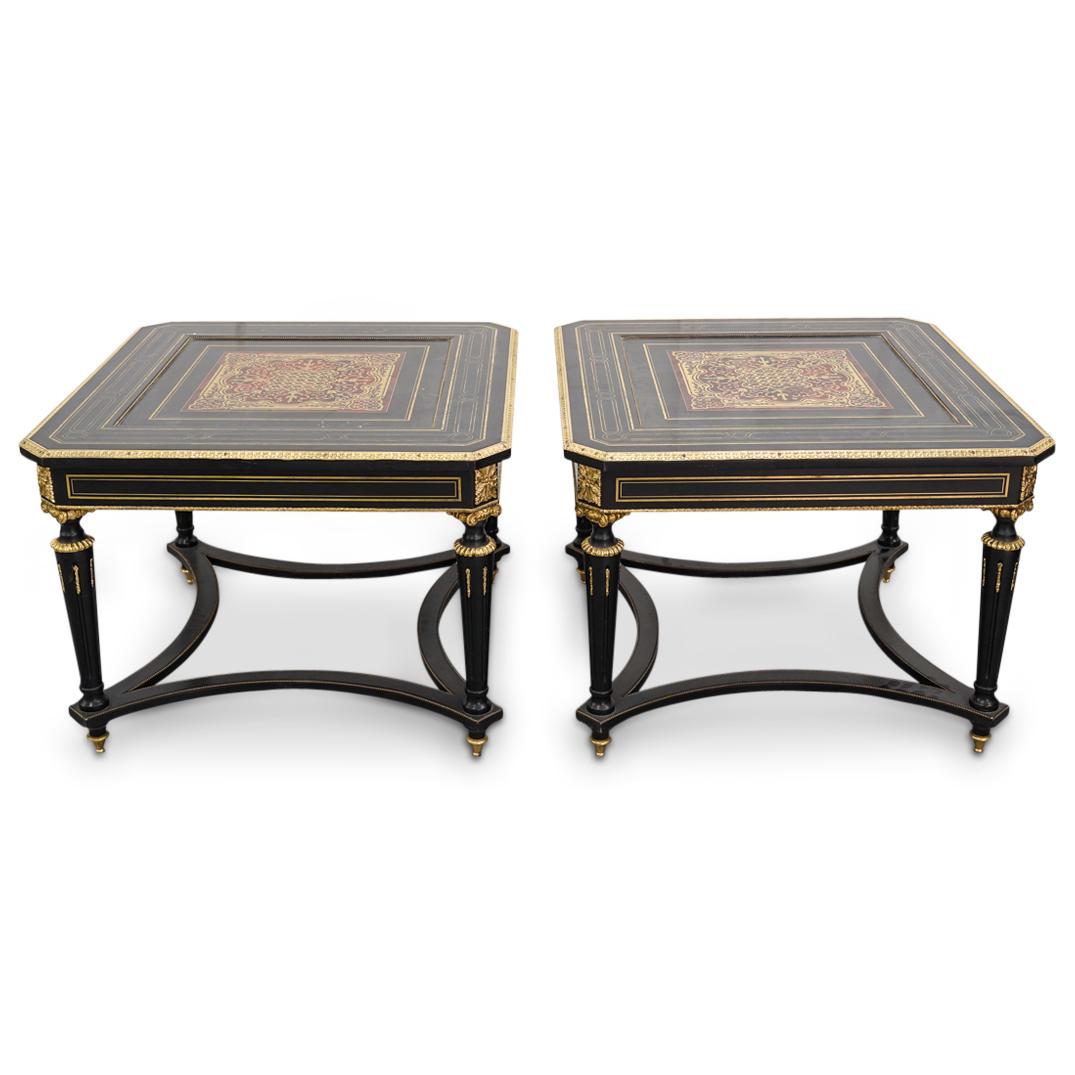 Pair Of French Boulle Black Lacquered Side Tables (1 of 5)