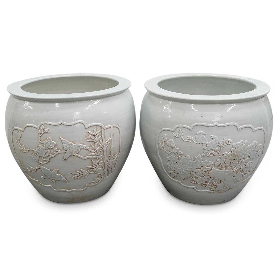 Pair of Palace Chinese Celadon Porcelain Fish Bowls (1 of 9)