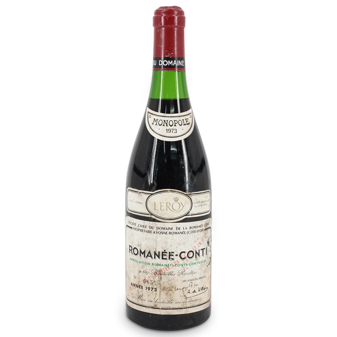 1973 Romanee - Conti Leroy Wine Bottle: DESCRIPTION: 1973 Romanee - Conti Wine Bottle 75CL Burgundy, prepared in France, dated and with UK export markings. CIRCA: 1973 ORIGIN: France DIMENSIONS:H: 12" x W: 3.25" Have a similar item to sell?