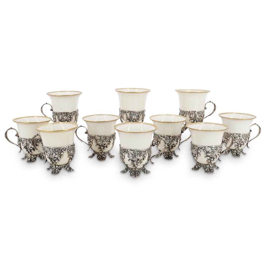 (20 Pc) Gorham Sterling & Lenox Porcelain Tea Set (1 of 6)