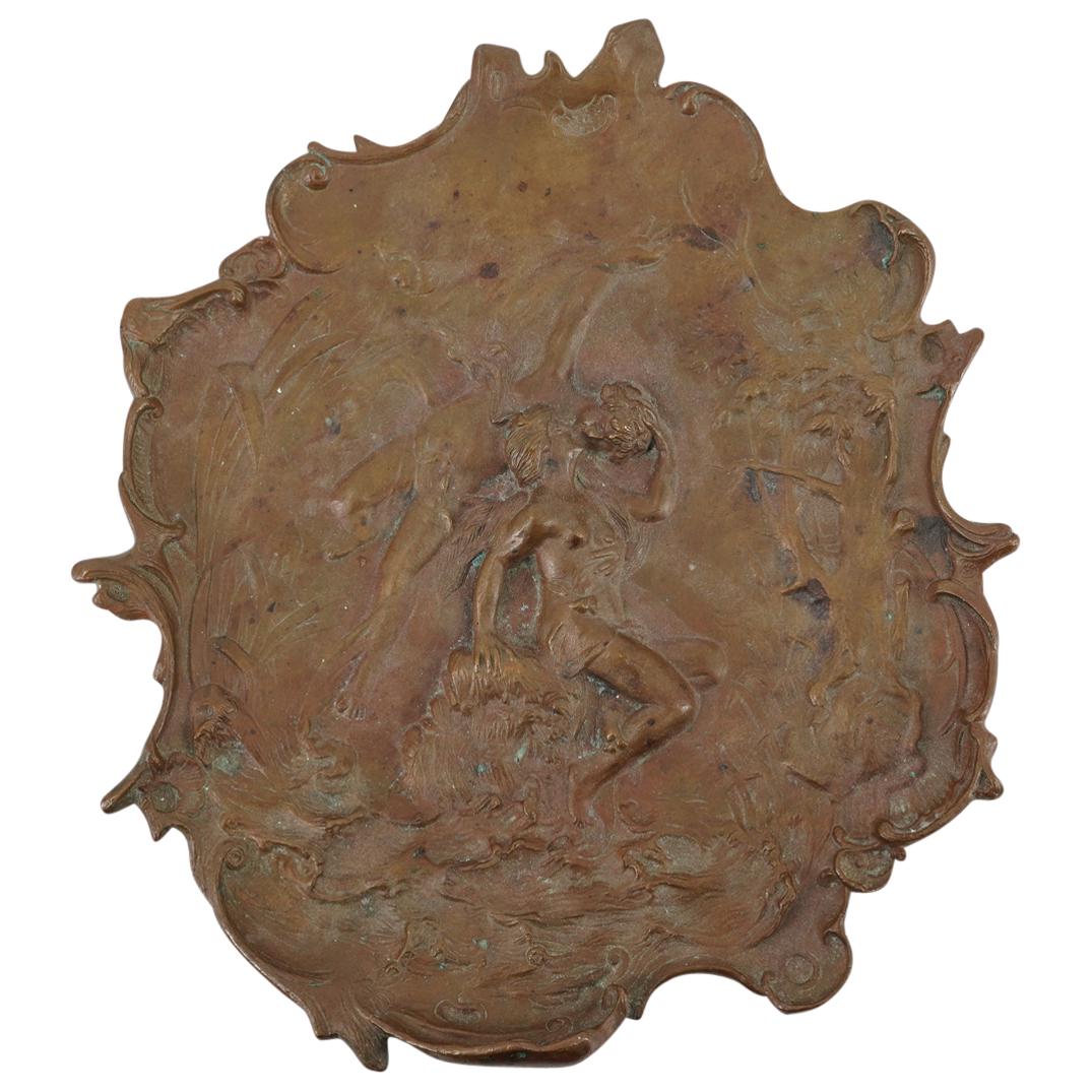 After Alphonse Mucha (Czechoslovakian, 1860-1939) Figural Bronze Bas-Relief (1 of 4)