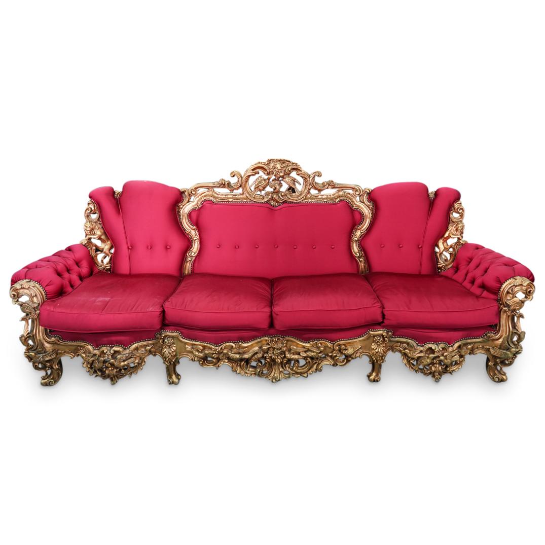 Italian Rococo Gilt Carved Four-Seater Sofa (1 of 9)