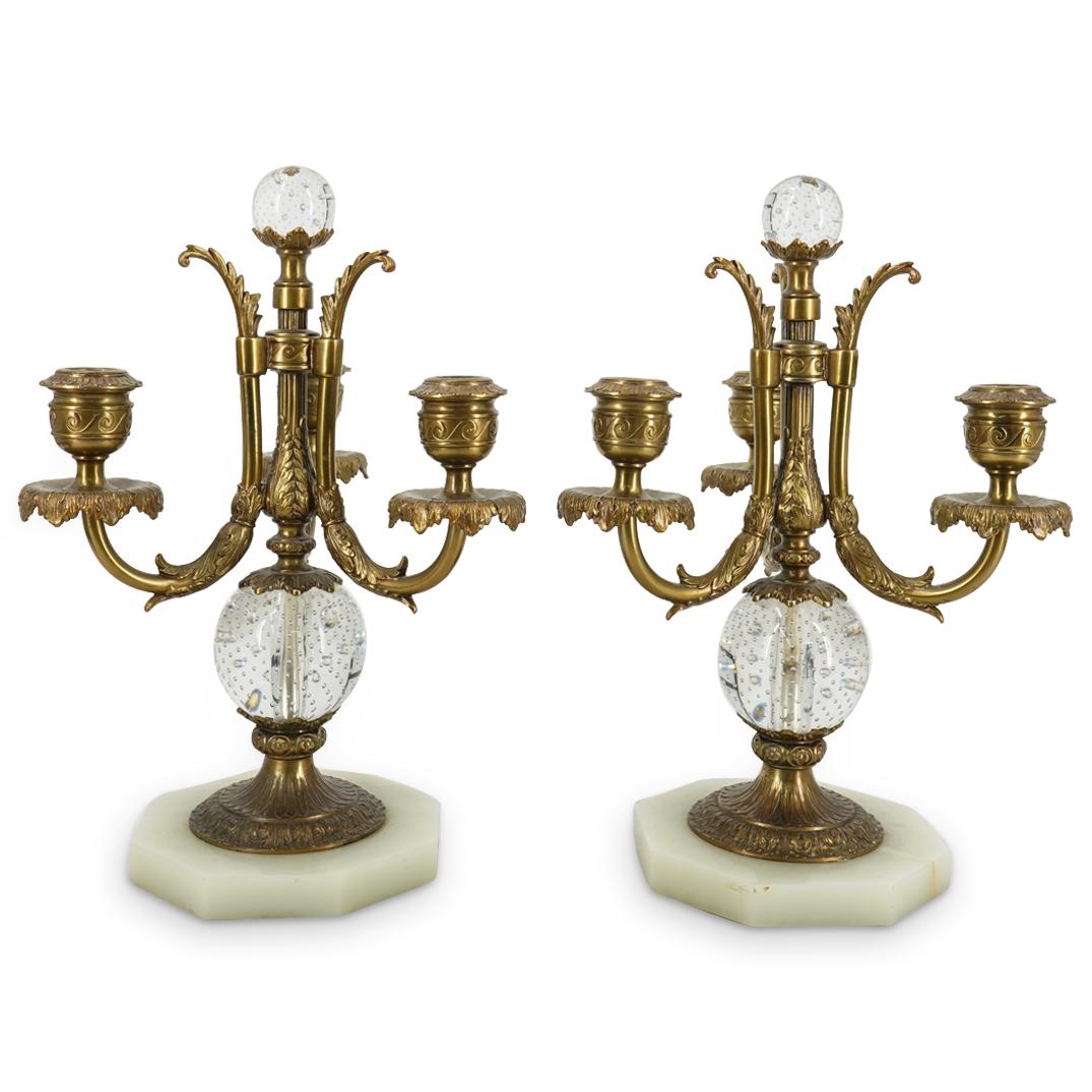 Pair Of French Bronze And Glass Candelabras (1 of 6)
