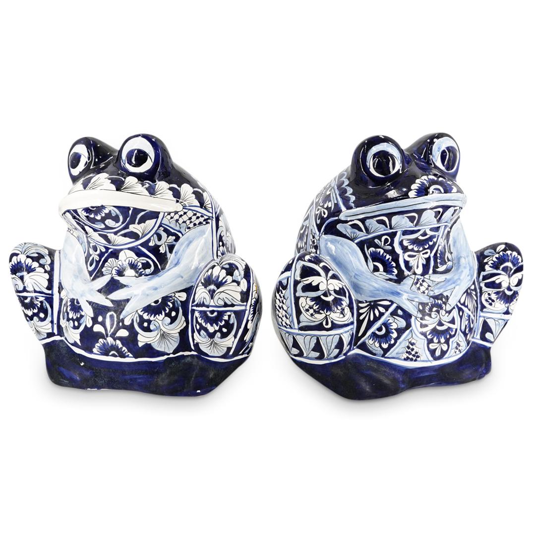 Pair Of Mexican Porcelain Frog Planters (1 of 8)