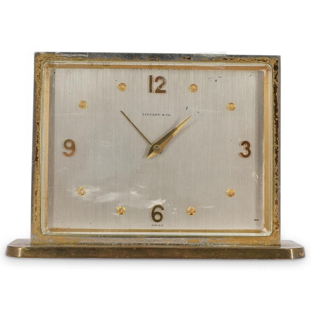 Vintage Tiffany & Co. Rectangular Brass Desk Clock (1 of 4)