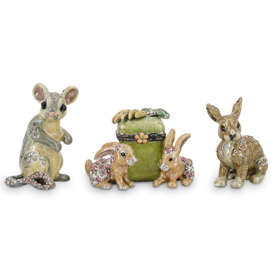 (3 Pc) Jay Strongwater Jeweled & Enameled Trinket Figurine Grouping (1 of 5)