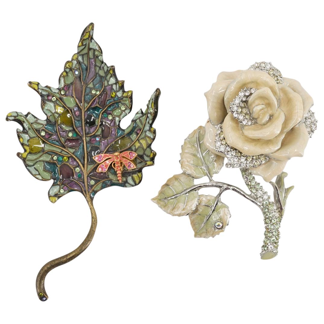 (2 Pc) Jay Strongwater Floral Figurine Set (1 of 3)