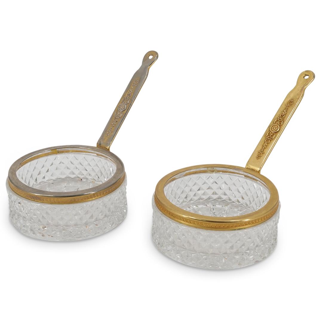 Pair of Bronze and Crystal Cut Glass Handled Dishes (1 of 5)