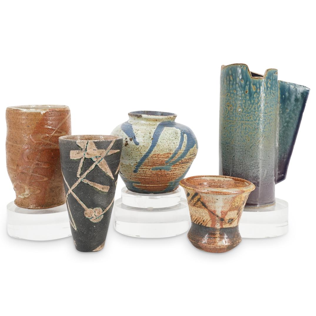 (5Pc) Mid Century Signed Pottery Group (1 of 10)