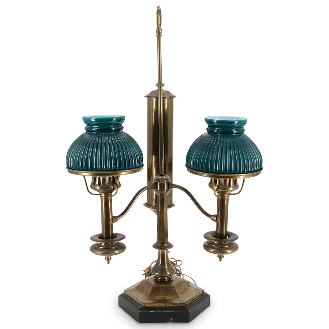 Converted Brass Double Well Oil Lamp (1 of 7)