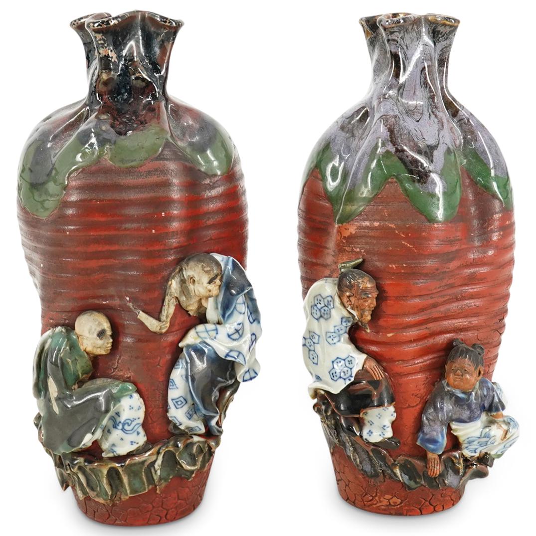 Pair of Sumida Gawa Pottery Vases (1 of 10)