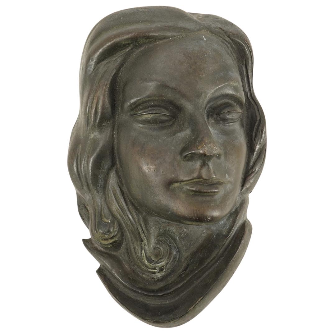 Vintage Bronze Woman's Bust Wall Sculpture (1 of 4)