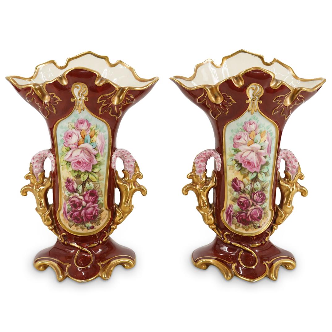Pair Of Old Paris Style Porcelain Vases (1 of 8)
