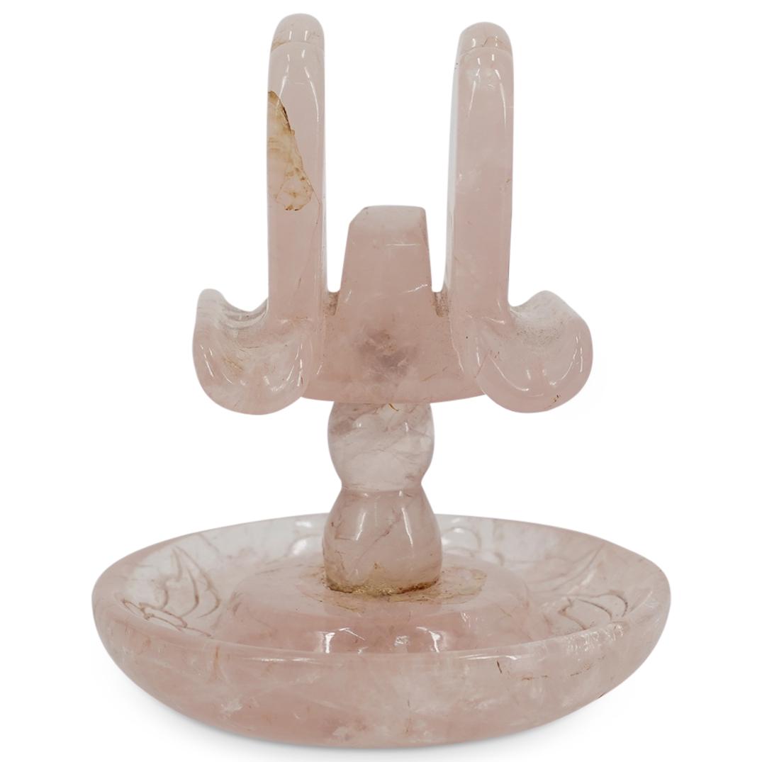 Carved Pink Rock Crystal Desk Letter Stand (1 of 6)