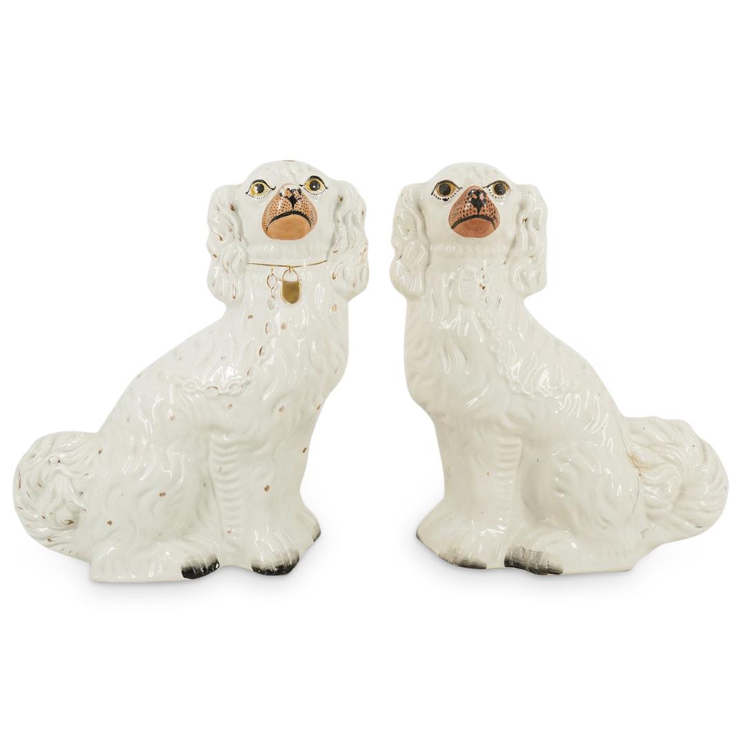 (2 Pc) Staffordshire Porcelain Dog Figurines (1 of 6)